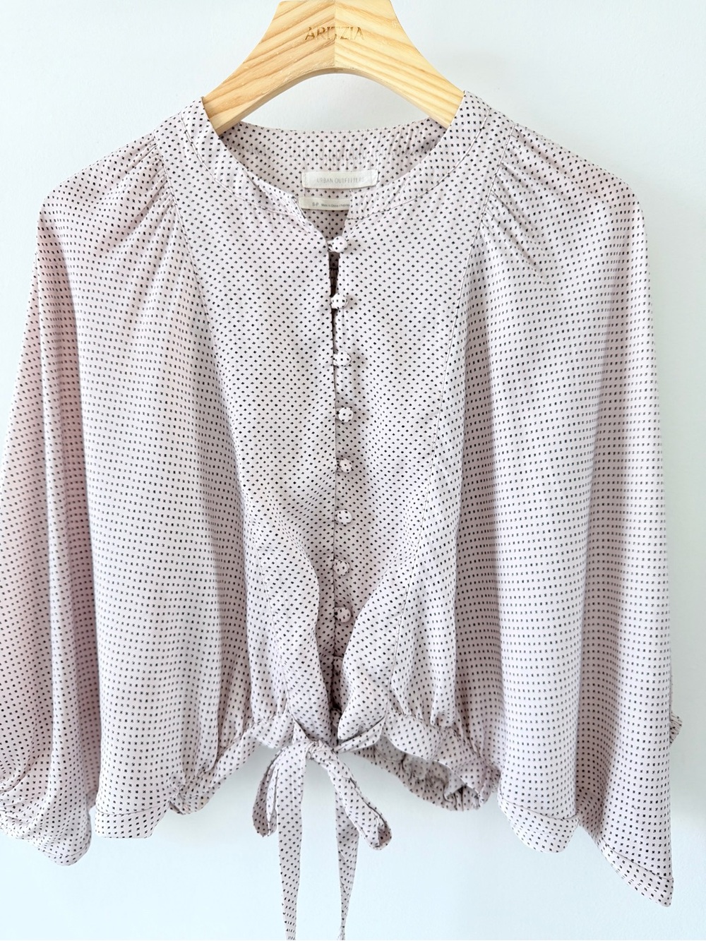 Urban Outfitters UO Covered Button-Down Tie Top Baby Pink S/P - Picture 5 of 15